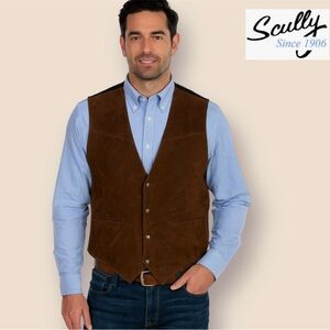 Scully Men's Suede Leather Vest (Great Seal of The State of Oklahoma)